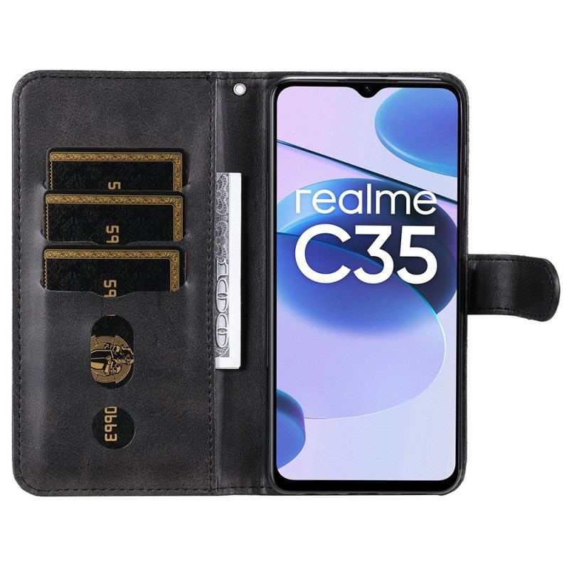 Læder Cover Realme C35 Lynlåslomme