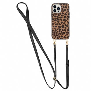 Cover iPhone 14 Pro Leopard Med Skulderrem