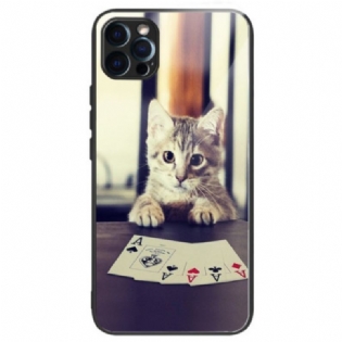 Cover iPhone 14 Pro Poker Cat Hærdet Glas