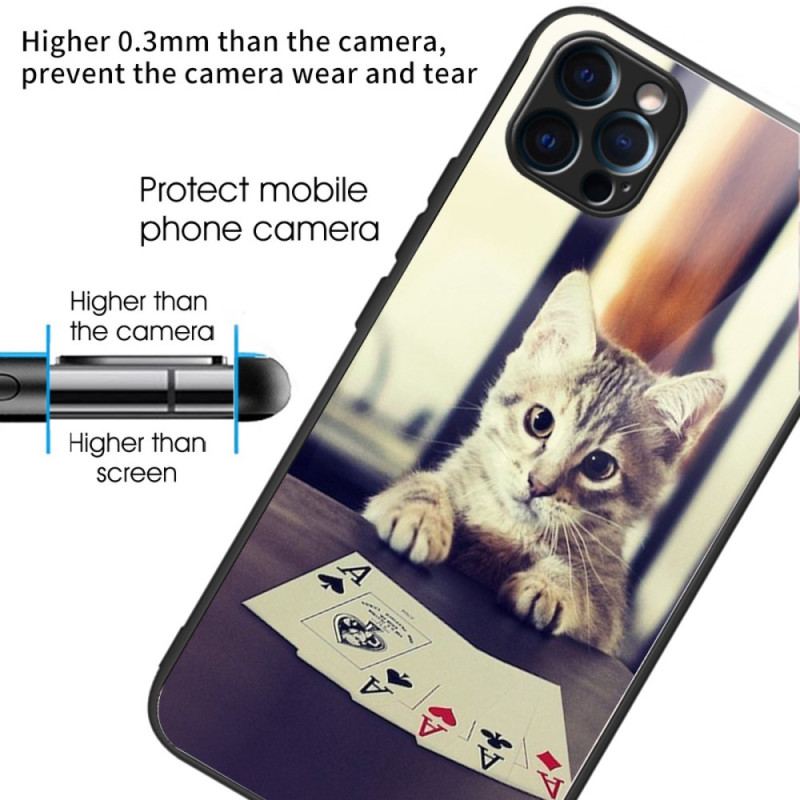 Cover iPhone 14 Pro Poker Cat Hærdet Glas