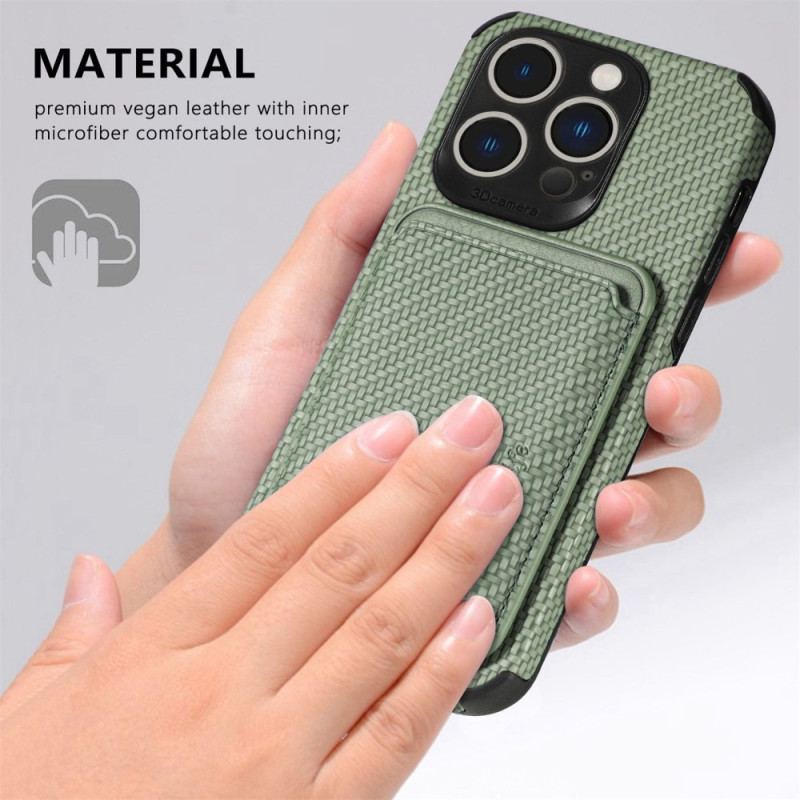 Cover iPhone 14 Pro Punge Etui Carbon Fiber Og Magnetisk Tegnebog