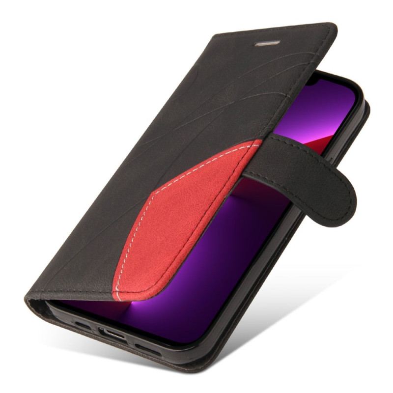 Flip Cover iPhone 14 Pro Med Snor Tofarvet Rem