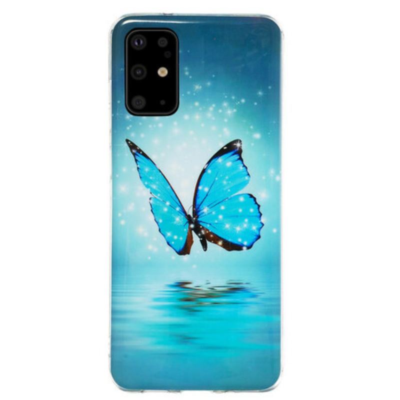 Cover Samsung Galaxy S20 Plus / S20 Plus 5G Fluorescerende Blå Sommerfugl