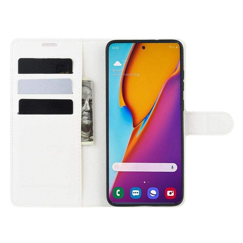 Flip Cover Samsung Galaxy S20 Plus / S20 Plus 5G Klassisk Litchi Imiteret Læder