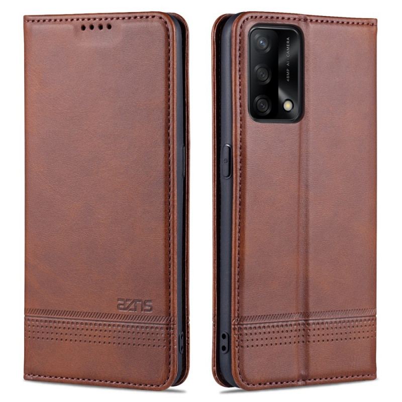 Cover Oppo A74 4G Flip Cover Azns Imiteret Læder