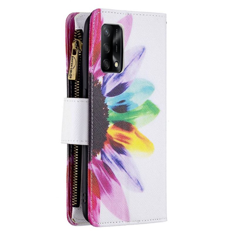 Flip Cover Oppo A74 4G Blomsterlomme Med Lynlås