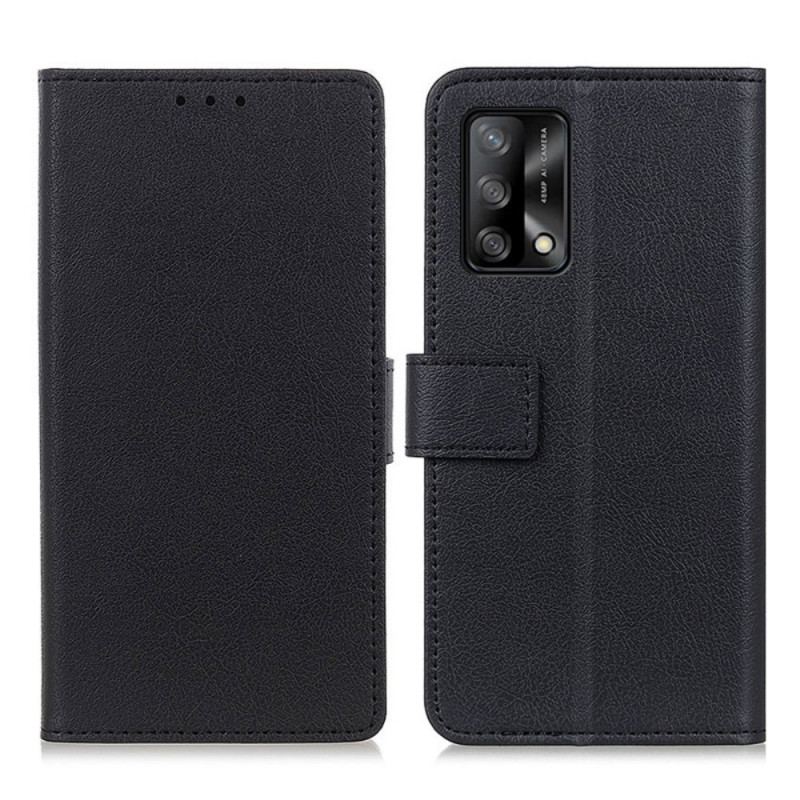 Flip Cover Oppo A74 4G Enkel Skinnende Lædereffekt