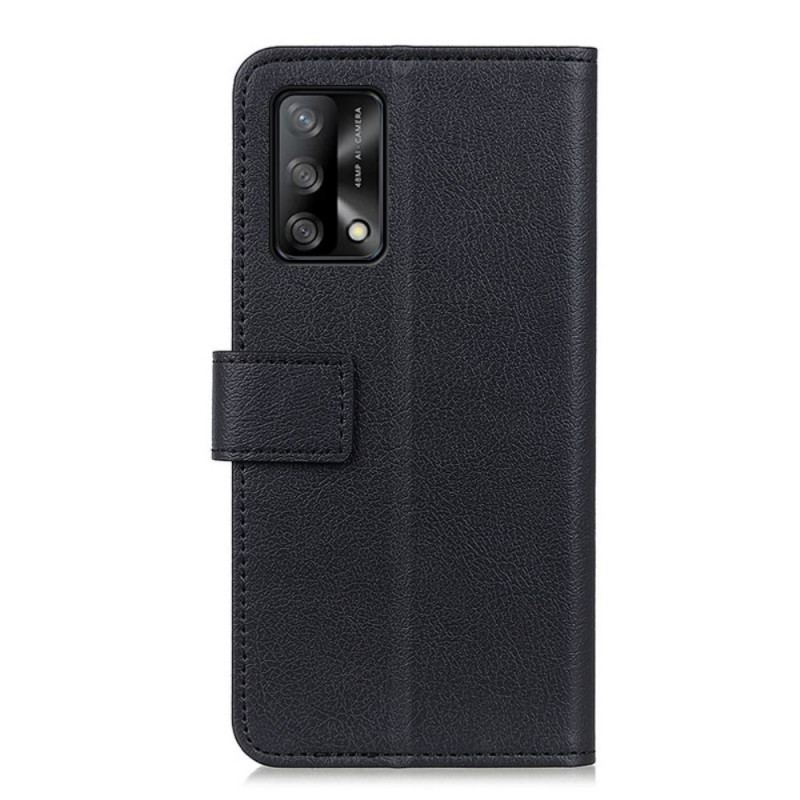 Flip Cover Oppo A74 4G Enkel Skinnende Lædereffekt