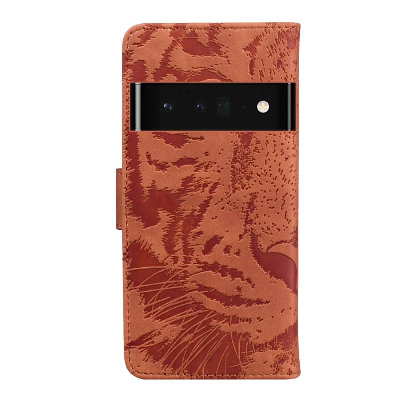 Læder Cover Oppo A74 4G Tiger Ansigtsprint