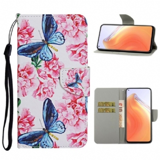 Flip Cover Xiaomi Mi 10T / 10T Pro Butterflies Floral Lanyard