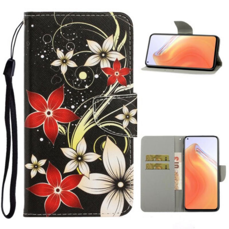 Flip Cover Xiaomi Mi 10T / 10T Pro Med Snor Farverige Strappy Blomster