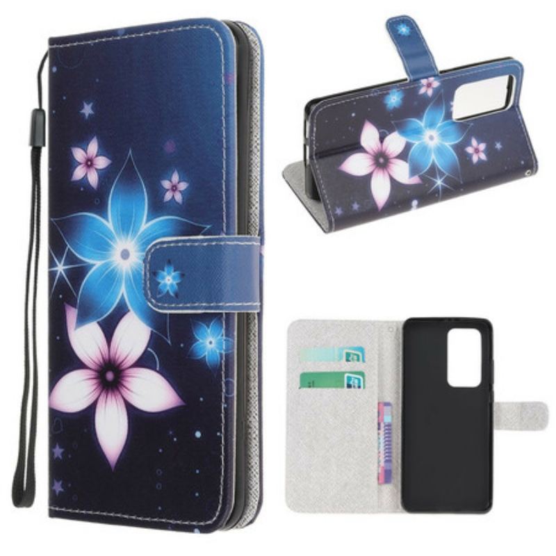 Flip Cover Xiaomi Mi 10T / 10T Pro Med Snor Lunar Strap Blomster