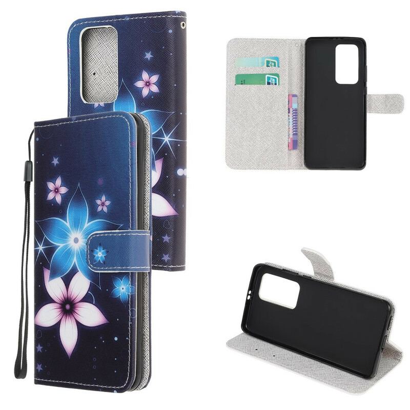 Flip Cover Xiaomi Mi 10T / 10T Pro Med Snor Lunar Strap Blomster