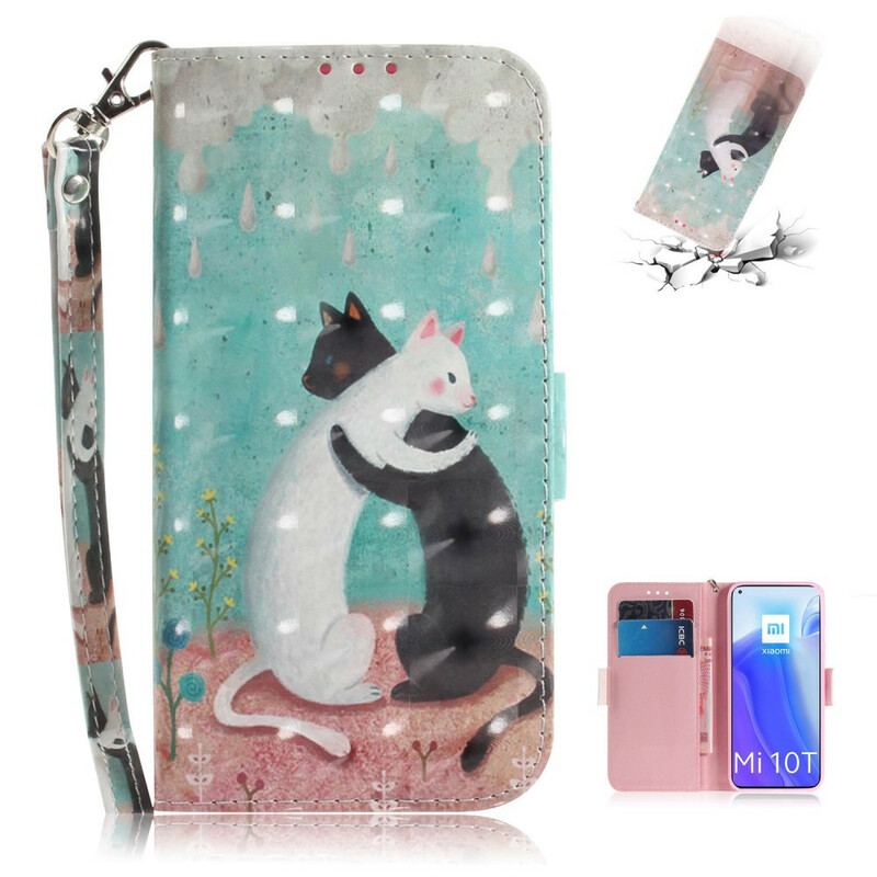 Flip Cover Xiaomi Mi 10T / 10T Pro Med Snor Strappy Cat Friends