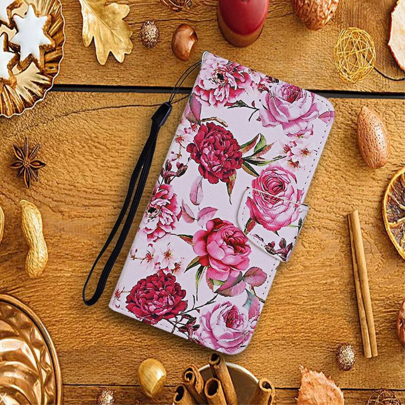 Læder Cover Xiaomi Mi 10T / 10T Pro Mesterlige Blomster Med Rem