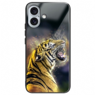 Cover iPhone 16 Plus Brølende Tiger Hærdet Glas