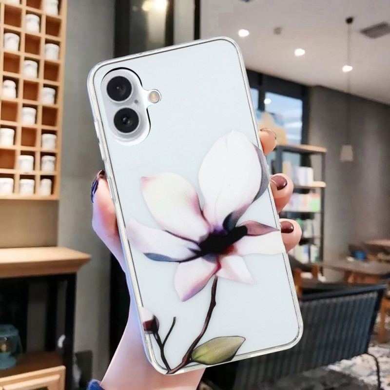 Cover iPhone 16 Plus Hvid Blomst