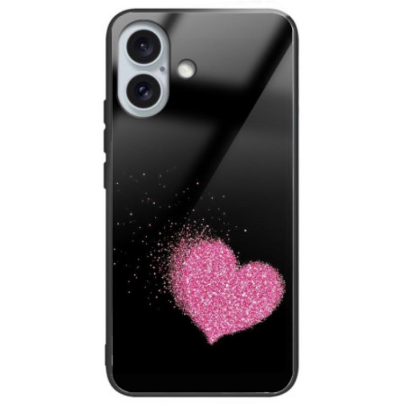 Cover iPhone 16 Plus Pink Heart Hærdet Glas