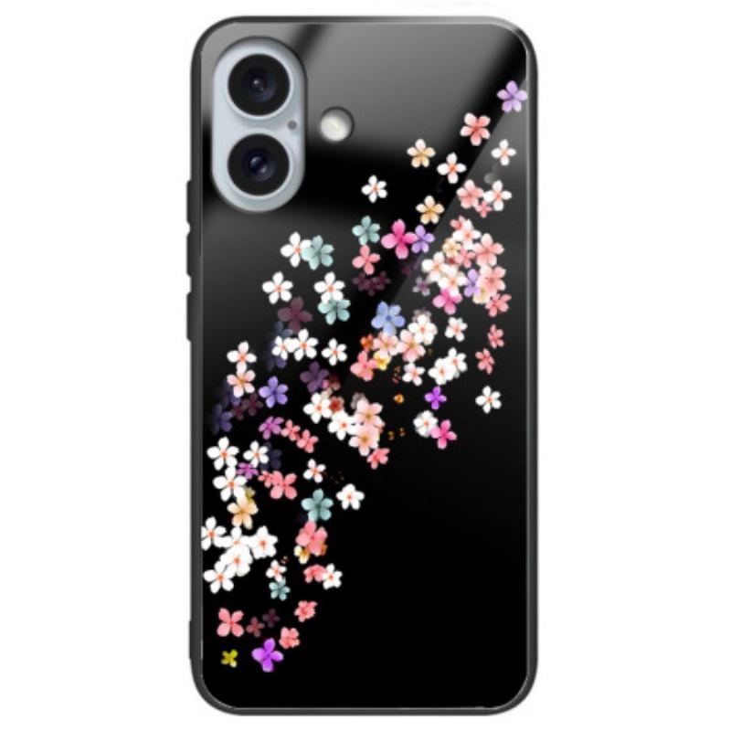 Cover iPhone 16 Plus Telefon Etui Blomstermønster Af Hærdet Glas