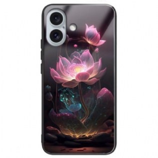 Cover Til iPhone 16 Plus Lotus Rose Hærdet Glas