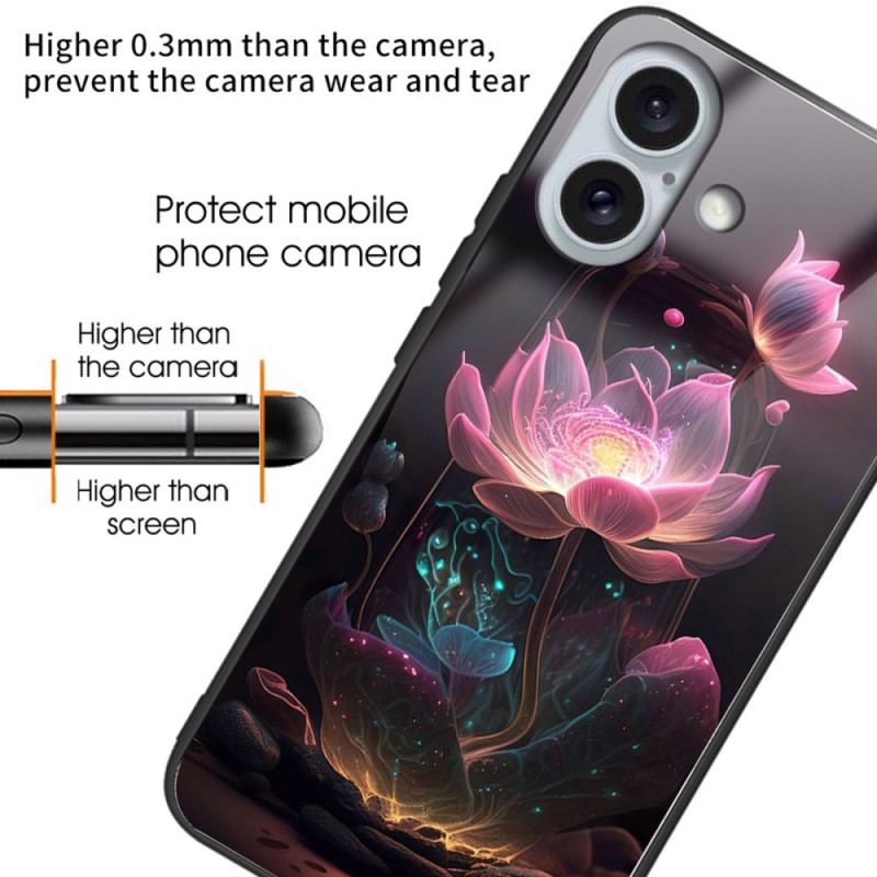 Cover Til iPhone 16 Plus Lotus Rose Hærdet Glas