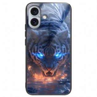 Cover Til iPhone 16 Plus Tigertrykt Hærdet Glas