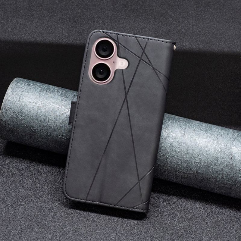 Flip Cover iPhone 16 Plus Binfen Farve Geometrisk Mønster