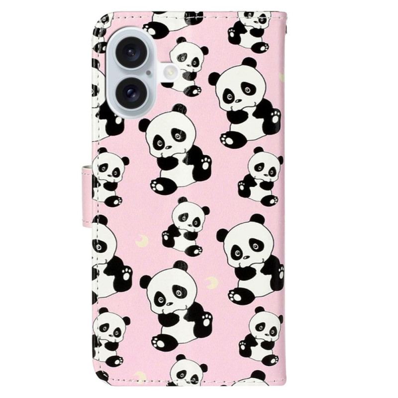 Flip Cover iPhone 16 Plus Lanyard Pandaer