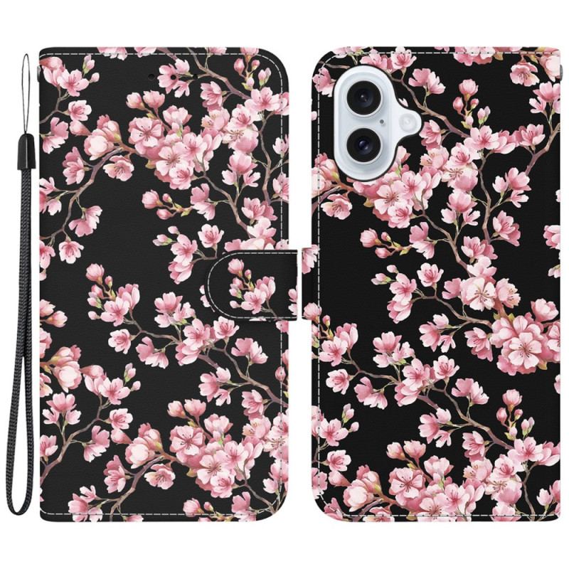 Flip Cover iPhone 16 Plus Omspændte Blommeblomster