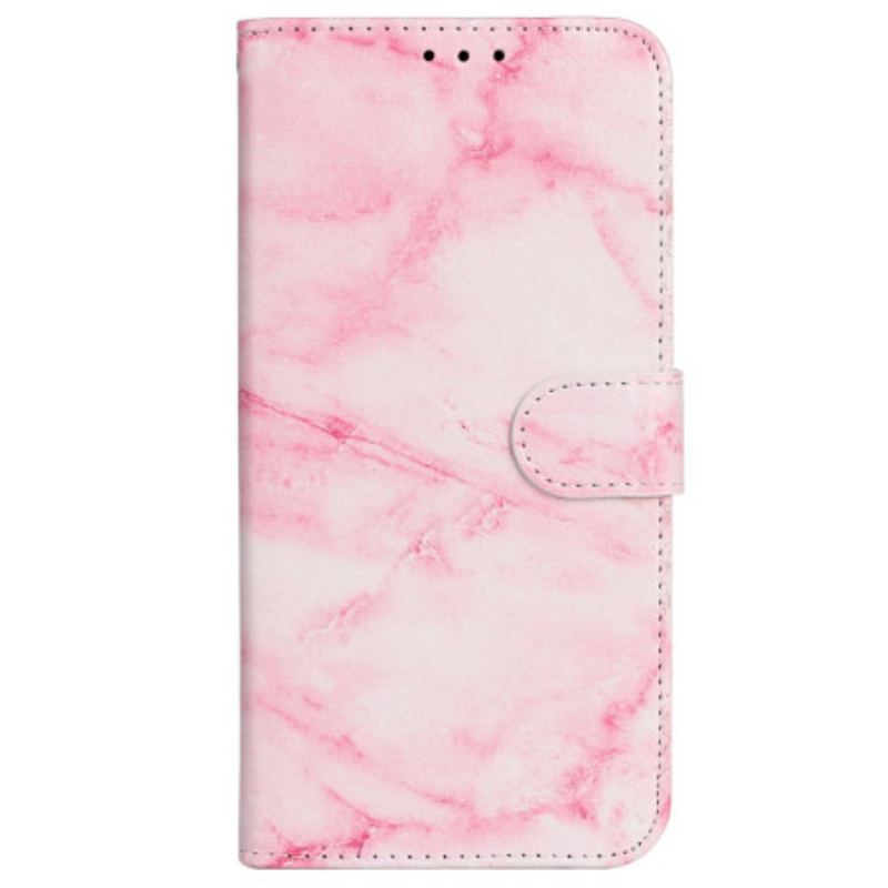 Flip Cover iPhone 16 Plus Pink Marmormønster