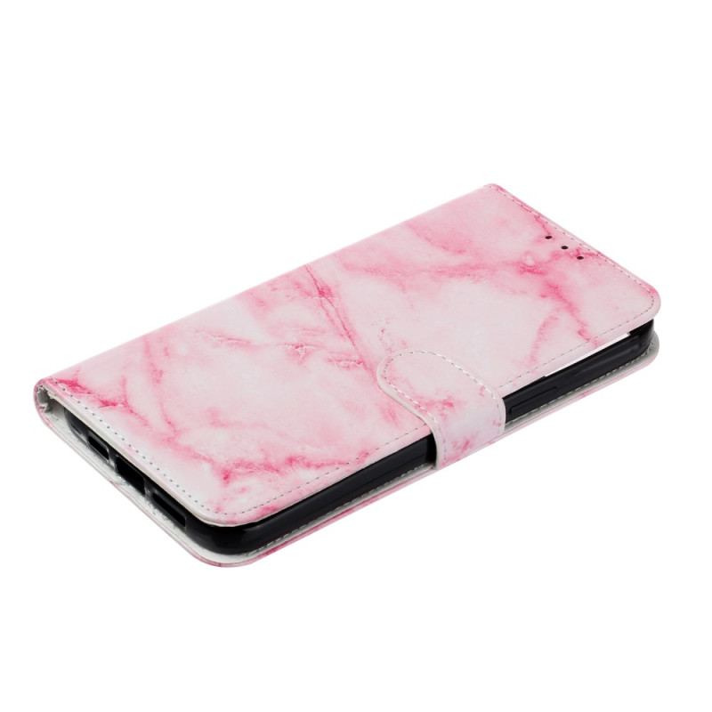 Flip Cover iPhone 16 Plus Pink Marmormønster