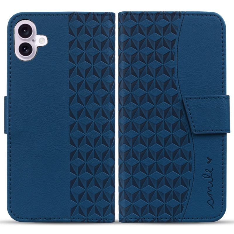 Flip Cover iPhone 16 Plus Vandret Diamantfrise Med Rem