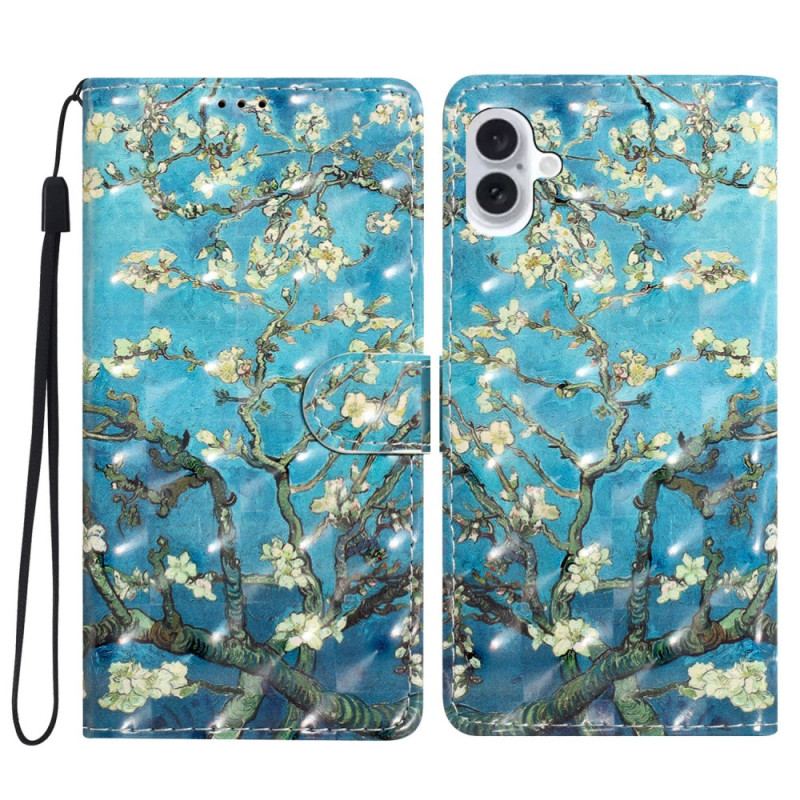 Flip Cover Til iPhone 16 Plus Abrikosblomster Med Rem