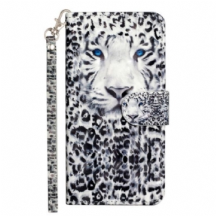 Flip Cover Til iPhone 16 Plus Leopardhoved Med Rem