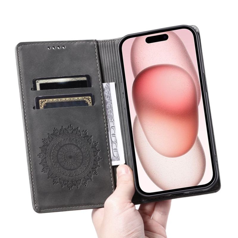 Flip Cover Til iPhone 16 Plus Mandala Ruskindseffekt