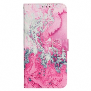 Flip Cover Til iPhone 16 Plus Navy Pink Marmor