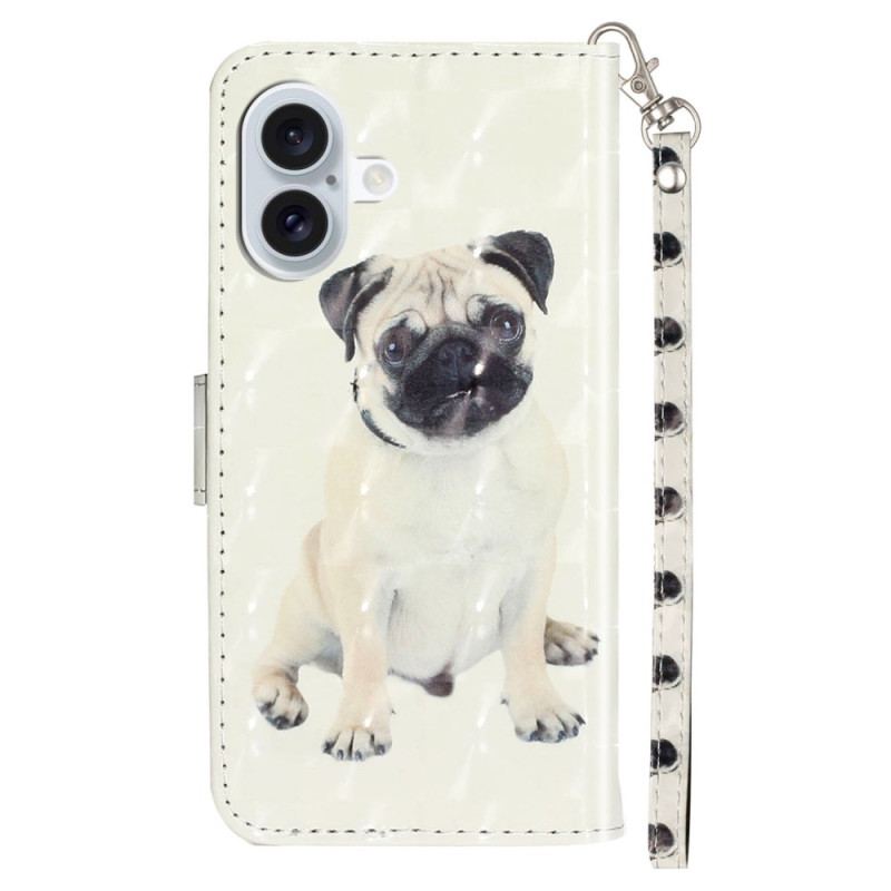 Læder Cover iPhone 16 Plus Telefon Etui Snorhund