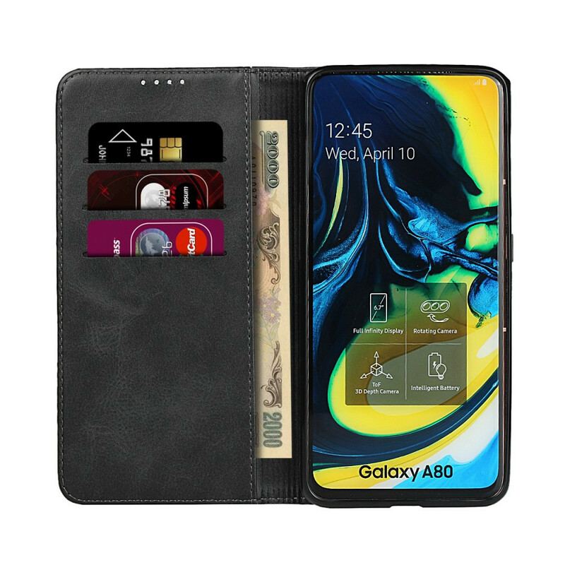 Cover Samsung Galaxy A80 / A90 Flip Cover Imiteret Lædersøm