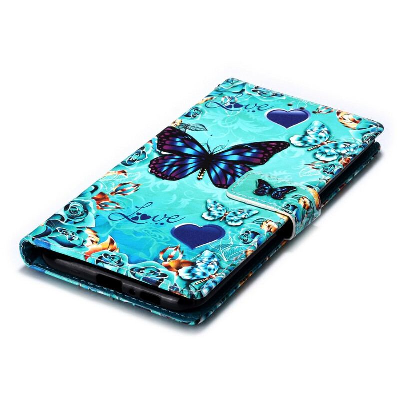 Flip Cover Samsung Galaxy A80 / A90 Gyldne Sommerfugle