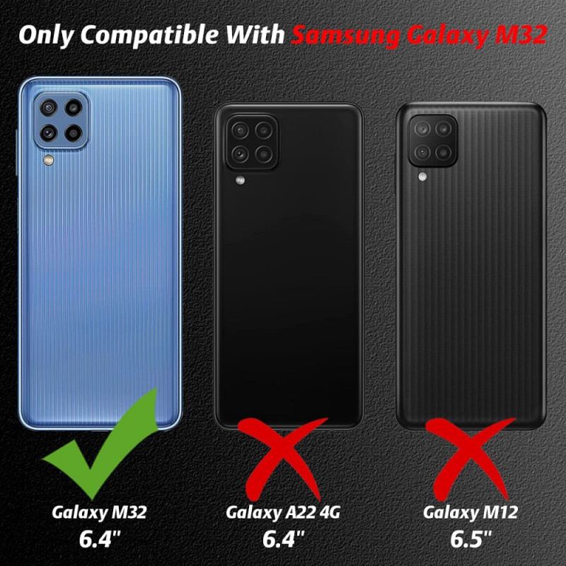 Cover Samsung Galaxy M32 Combo Og Hærdet Glasskærm