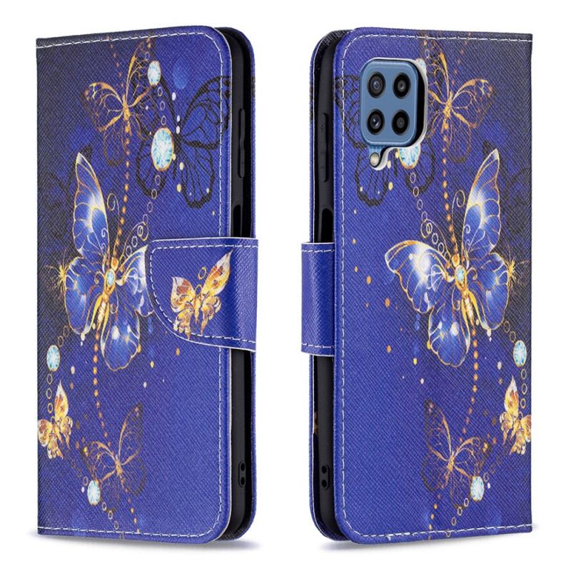 Flip Cover Samsung Galaxy M32 Gyldne Sommerfugle