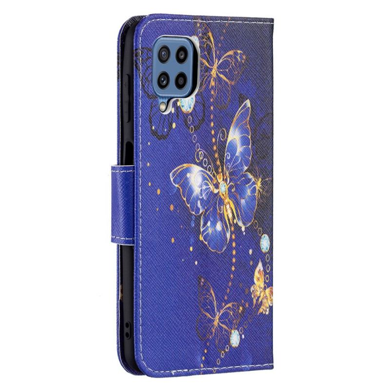 Flip Cover Samsung Galaxy M32 Gyldne Sommerfugle