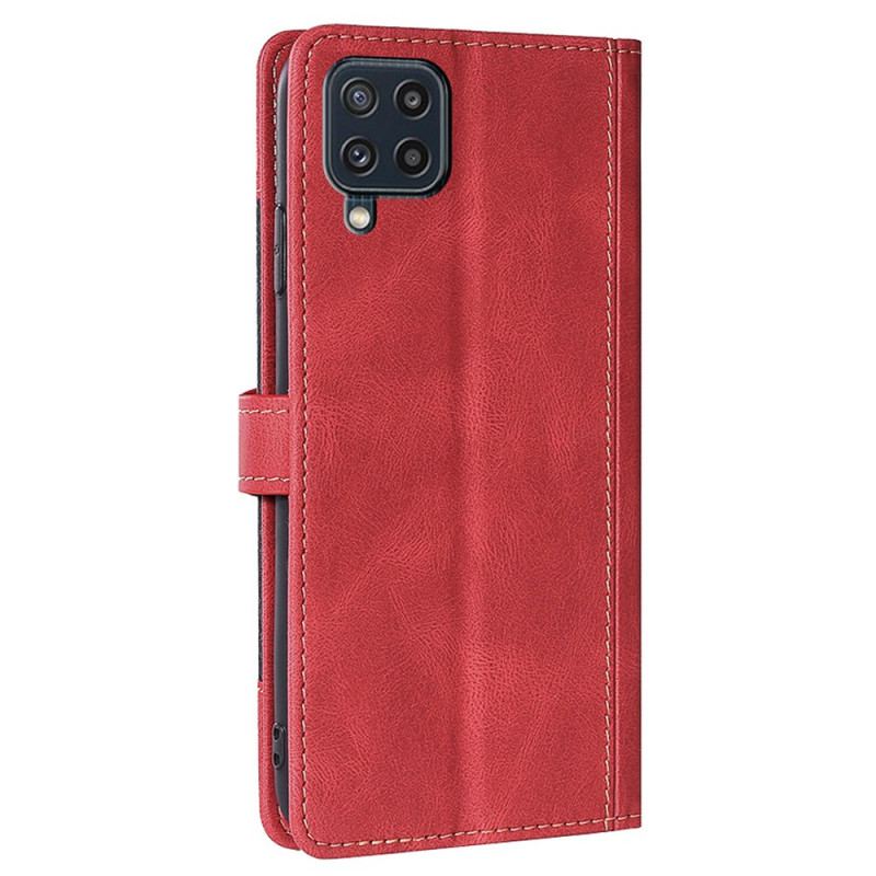 Flip Cover Samsung Galaxy M32 Imiteret Læder Bicolor Stilfuld