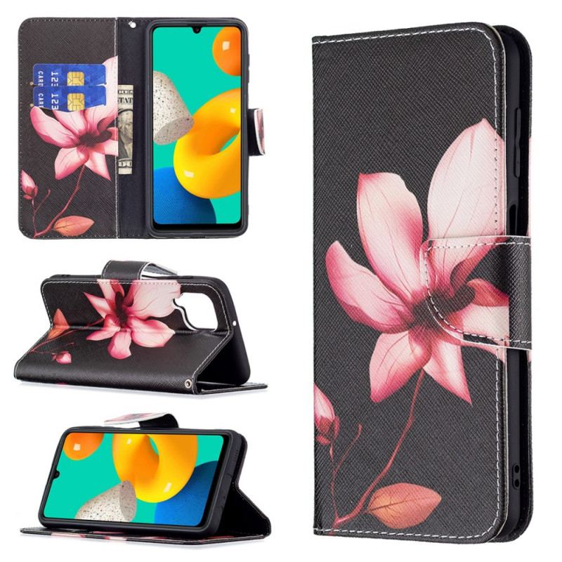 Flip Cover Samsung Galaxy M32 Lyserød Blomst