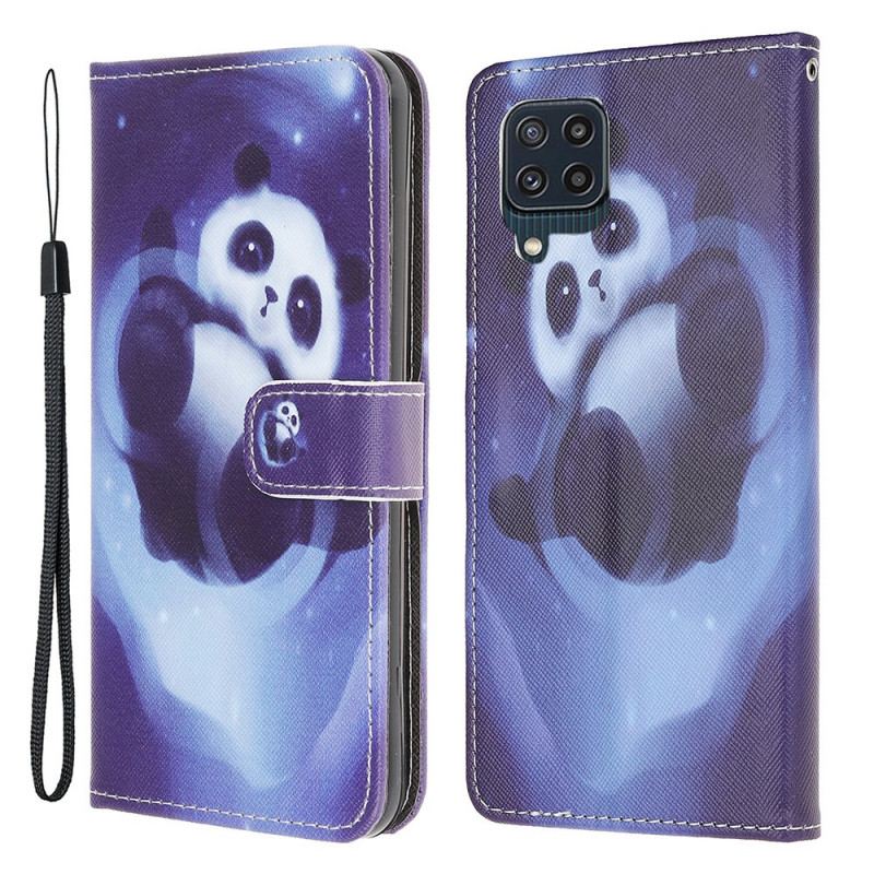 Flip Cover Samsung Galaxy M32 Med Snor Panda Space Med Snor