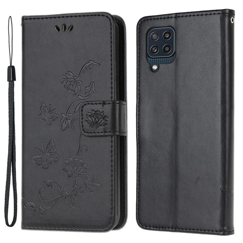 Flip Cover Samsung Galaxy M32 Med Snor Rem Blomster