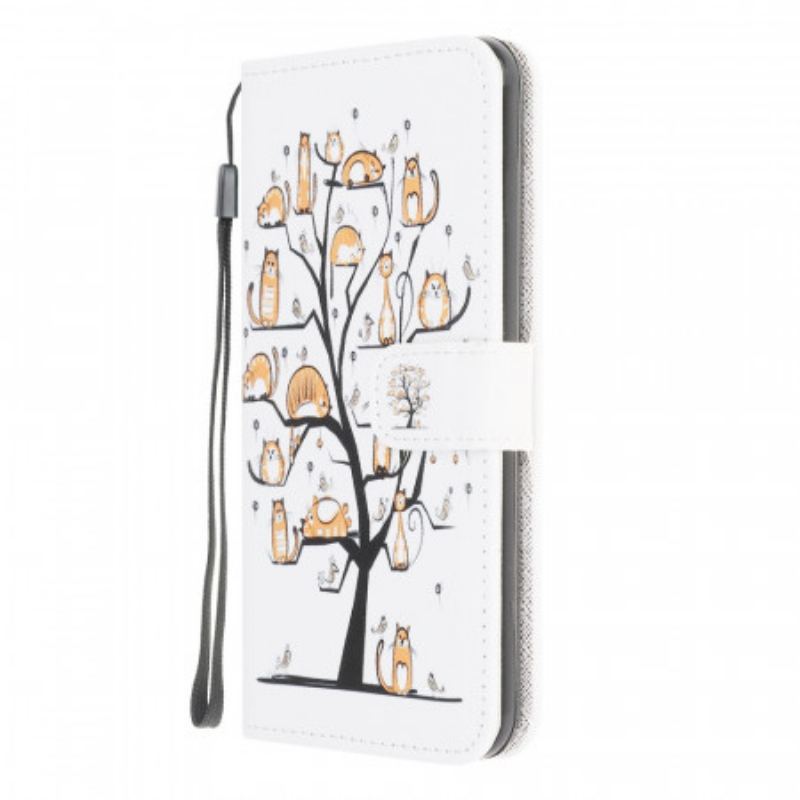 Læder Cover Samsung Galaxy M32 Med Snor Funky Cats Med Rem