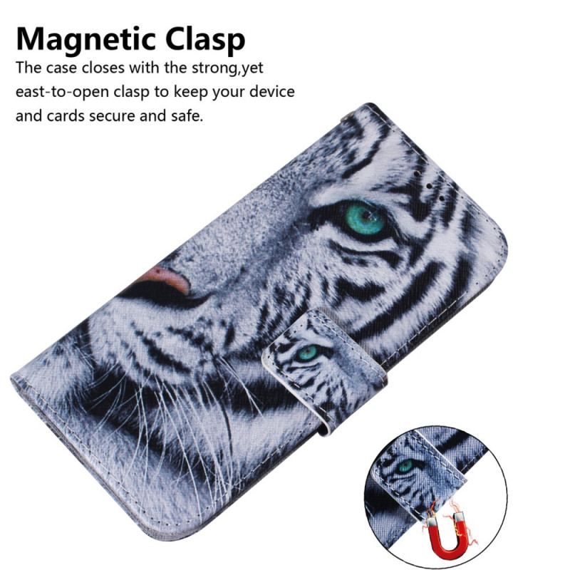 Læder Cover Samsung Galaxy M32 Tiger Ansigt