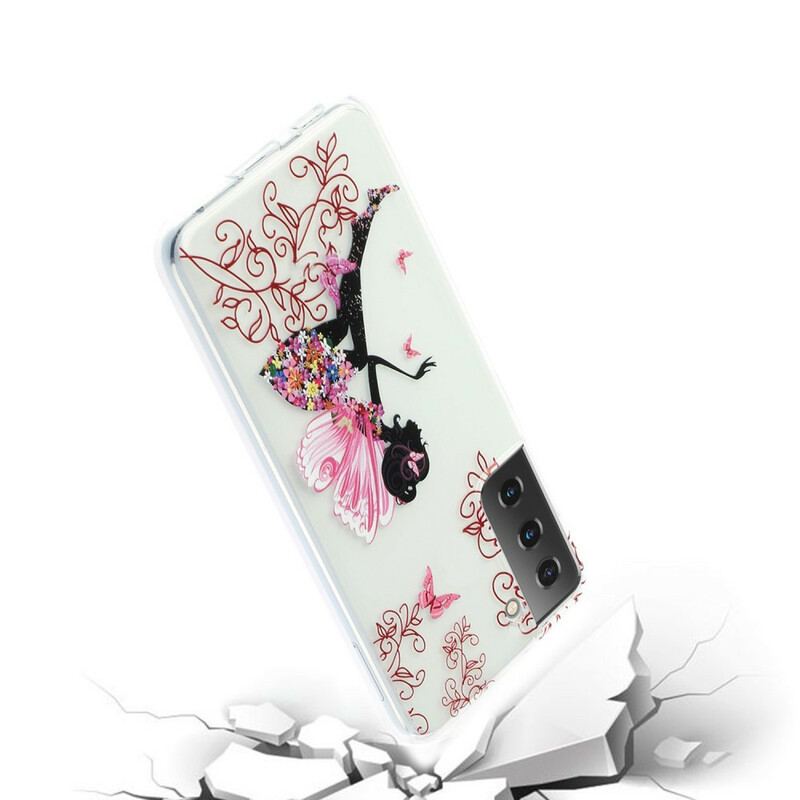 Cover Samsung Galaxy S21 Plus 5G Gennemsigtig Blomsterfe