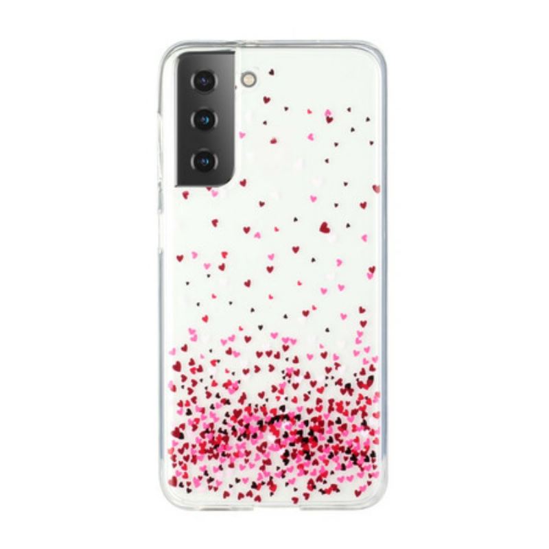 Cover Samsung Galaxy S21 Plus 5G Sømløse Flere Røde Hjerter